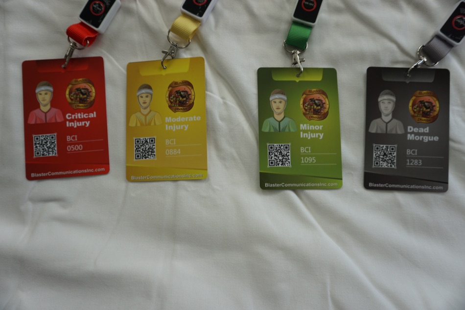 DEAN victim triage cards on lanyards